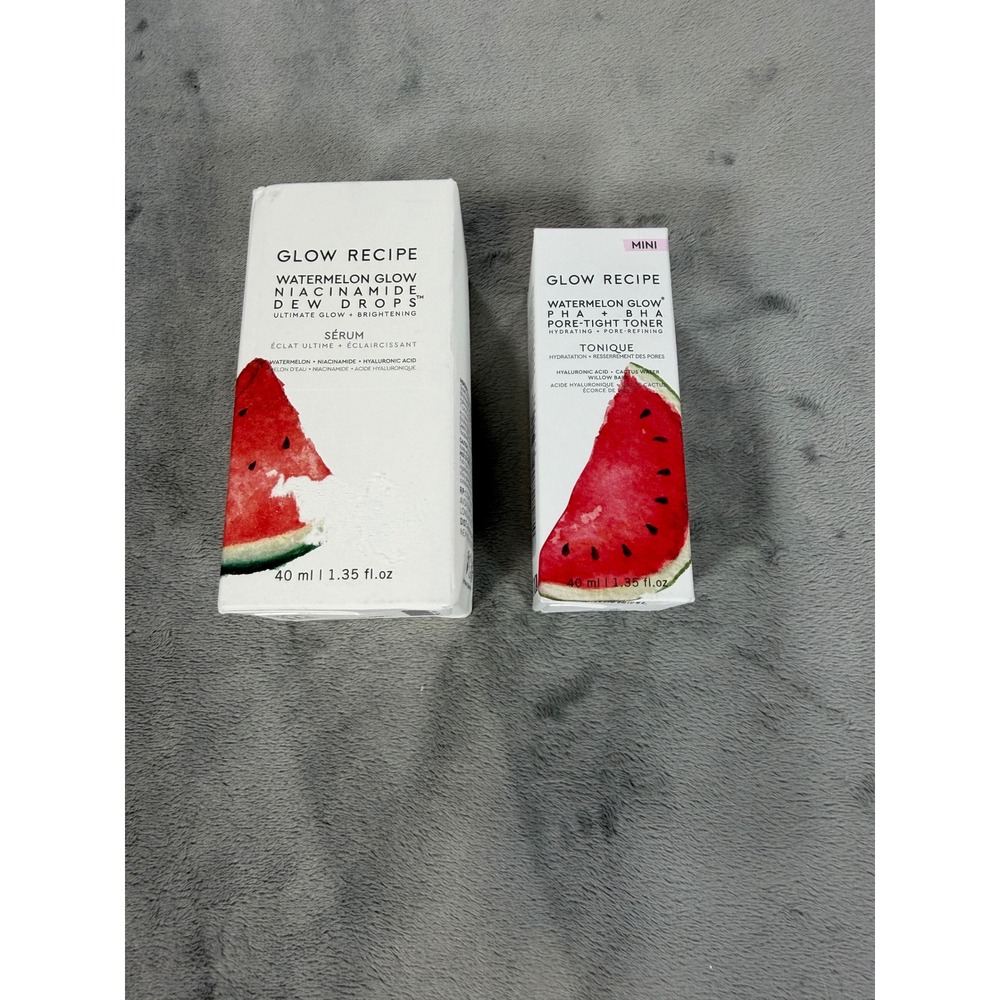 Glow Recipe Watermelon Glow Dew Drops Full Sz and Toner Mini Size MSRP $52 NIB